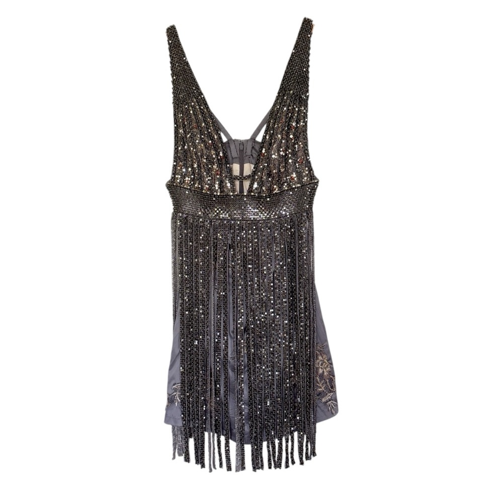 NWT Mandalay Beaded Fringe Cocktail Party Festival Dress new years eve dark age